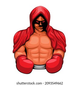 Boxer athlete on hoodie. Boxing sport mascot character cartoon illustration vector