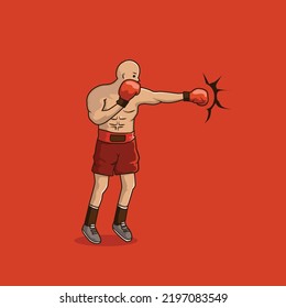 Boxer attack cartoon Character illustration