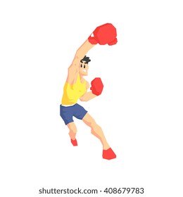 Boxer Attacking Cool Cartoon Style Geometrical Flat Vector Illustration Isolated On White Background