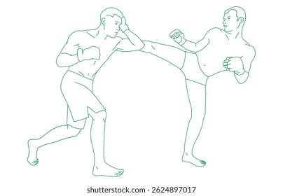 Boxer ataca o adversário e ataca