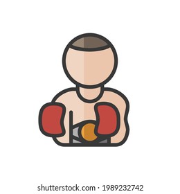 Boxer avatar. Man playing sport. Profile user, person. People icon. Vector illustration