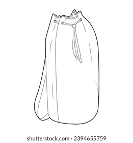 Boxer Bag backpack silhouette. Fashion accessory technical illustration. Vector satchel front 3-4 view for Men, women, unisex style, flat handbag CAD mockup sketch outline isolated
