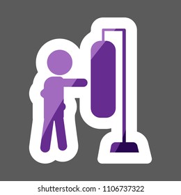 Boxer beats boxer pear, sandbag. Vector   colored sticker Boxer beats icon illustration. Layers grouped for easy editing illustration. For your design. 