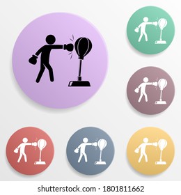 Boxer beats punching bag badge color set icon. Simple glyph, flat vector of sport icons for ui and ux, website or mobile application