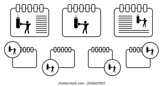 Boxer beats punching bag icon. Silhouette of an athlete icon. Sportsman element icon. Premium quality graphic design. Signs, outline symbols collection icon for websites on white background