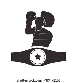 Boxer belt helmet and gloves icon. boxing sport competition and training theme. Isolated design. Vector illustration