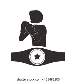 Boxer belt helmet and gloves icon. boxing sport competition and training theme. Isolated design. Vector illustration