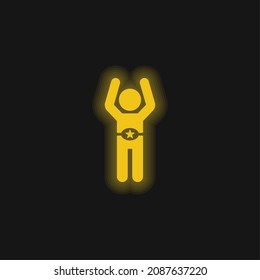 Boxer With Belt yellow glowing neon icon