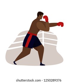 Boxer black man vector illustration. Boxing sportsman