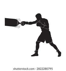 boxer black vecto design concept vector silhouette punching with gloves