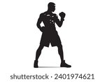 Boxer black and white silhouette vector design, boxing silhouette