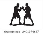Boxer black and white silhouette vector design, boxing silhouette
