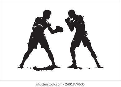 Boxer-Schwarz-Weiß-Silhouette-Vektordesign, Boxsilhouette