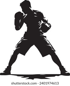 Boxer-Schwarz-Weiß-Silhouette-Vektordesign, Boxsilhouette