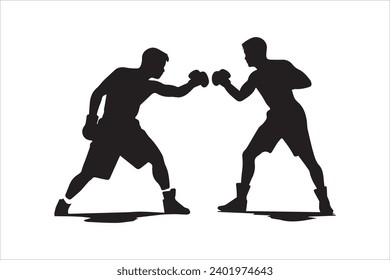 Boxer black and white silhouette vector design, boxing silhouette