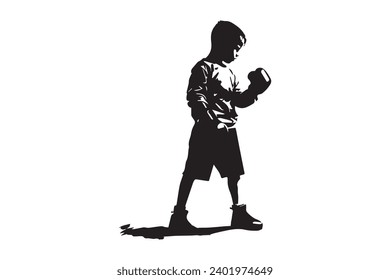 Boxer black and white silhouette vector design, boxing silhouette