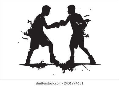 Boxer black and white silhouette vector design, boxing silhouette