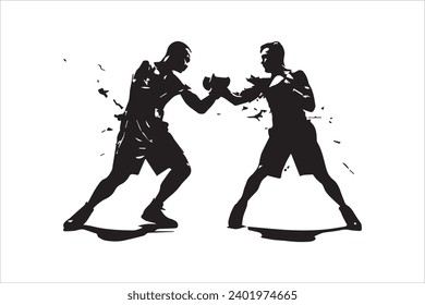 Boxer black and white silhouette vector design, boxing silhouette