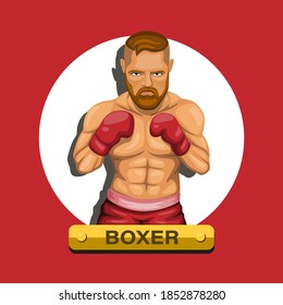 Boxer, boxing fighter athlete sport character concept in cartoon illustration vector