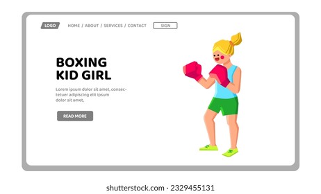 boxer boxing kid girl vector. gloves power, fitness young, person action boxer boxing kid girl web flat cartoon illustration