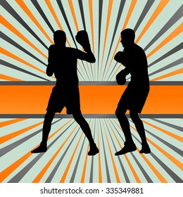 Boxer boxing man in action sport vector background concept