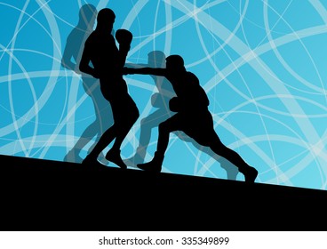 Boxer boxing man in action sport vector background concept