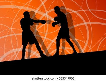 Boxer boxing man in action sport vector background concept