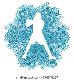Boxer boxing vector silhouette background illustration concept made of fragments