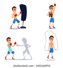 Boxer cartoon character on white background