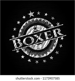 Boxer chalk emblem written on a blackboard