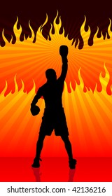 boxer championship on fire background
