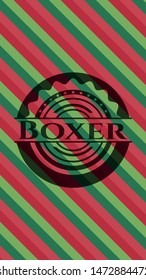 Boxer christmas style badge. Vector Illustration. Detailed.