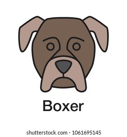 Boxer color icon. Guardian dog breed. Isolated vector illustration