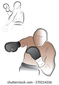 Boxer. Color vector drawing on the theme of sport.