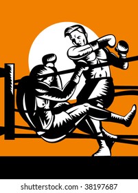 Boxer connecting a knockout punch