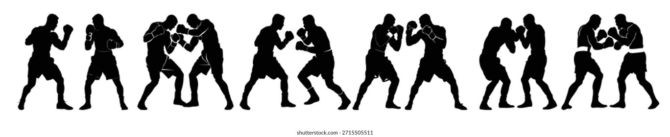 boxer conectando um pacote de silhueta de soco knockout 