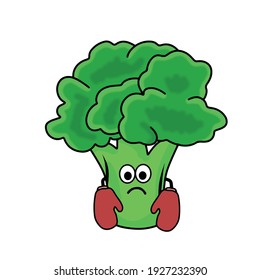 Boxer Cute broccoli character vector template design illustration