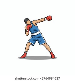 Boxer Dodging Punch Leaning Sideways Vector Illustration