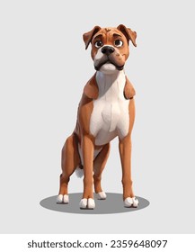 Boxer Dog 3D Animation Vector Design