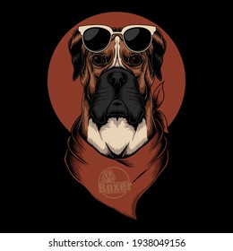 Boxer Dog Bandana Vector Illustration For Your Company Or Brand