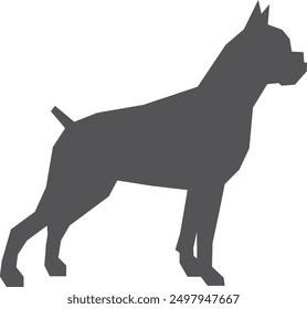 Boxer dog breed black silhouette. Pet icon