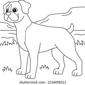 Boxer Dog Coloring Page for Kids