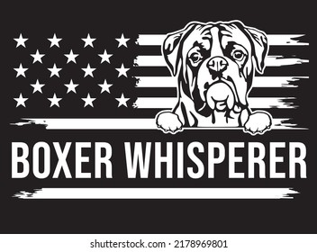 Boxer dog cute grafische Kunst EPS Vektorgrafik Whisperer lustige Vintage-Fahne Thema