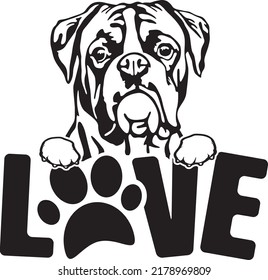 Boxer dog cute grafische Kunst EPS Vektorgrafik Cute LOVE Art 