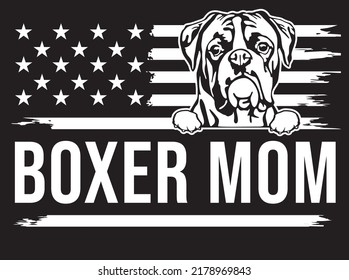 Boxer dog cute graphic art EPS vector art vintage flag MOM
