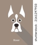 Boxer dog face flat icon design, vector illustration