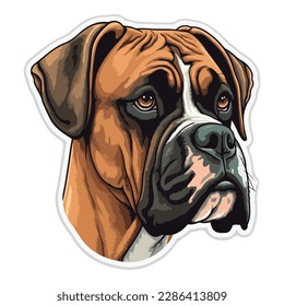 Boxer Dog Flat Icon Isolated On White Background