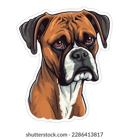 Boxer Dog Flat Icon Isolated On White Background