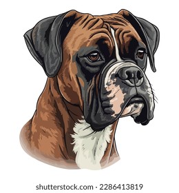 Boxer Dog Flat Icon Isolated On White Background