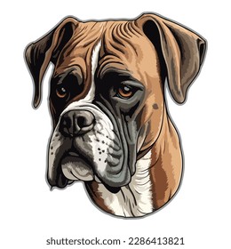 Boxer Dog Flat Icon Isolated On White Background